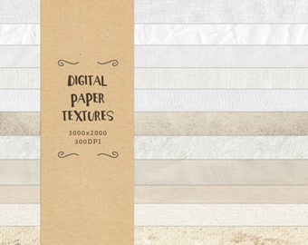 12 Digital Paper Textures - Watercolor Paper Textures - Paper Digital Backdrop - White Paper Texture - Digital Scrapbook Paper Clipart