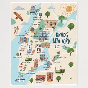 Benutzerdefinierte illustrierte Karte von jeder Stadt oder jedem Ort | Personalisierte Handgezeichnete Stadt Karte Drucken | Personalisierte Landkarte | Hochzeitstag