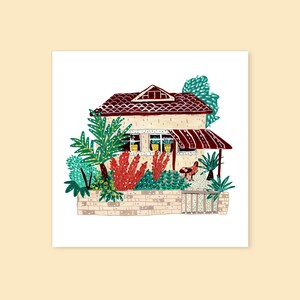 House Portrait Art Print, Housewarming Gift, Gouache Illustration Print, Home Art, Home Illustration