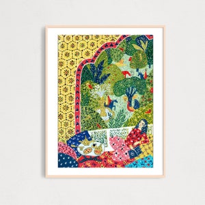 Impresión artística digital de cuento popular persa, impresión artística imprimible con descarga digital, ilustración de cuento popular, habitación infantil, decoración de habitación infantil, arte infantil