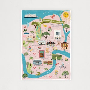 DIGITALE Illustrierte Landkarte für jede Stadt oder jeden Ort - Perfektes Geschenk und Andenken - Reiseposter - Stadtplan Wandkunst - Individuelles Geschenk