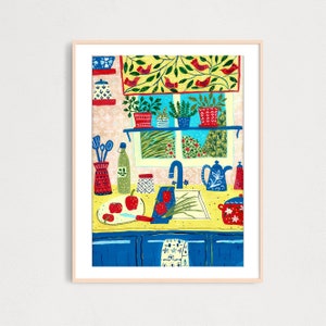 DIGITAL Blue Kitchen Art Print,  Kitchen Wall Art, Blue Kitchen Wall Art, Printable Kitchen Decor, Digital Kitchen Art Print