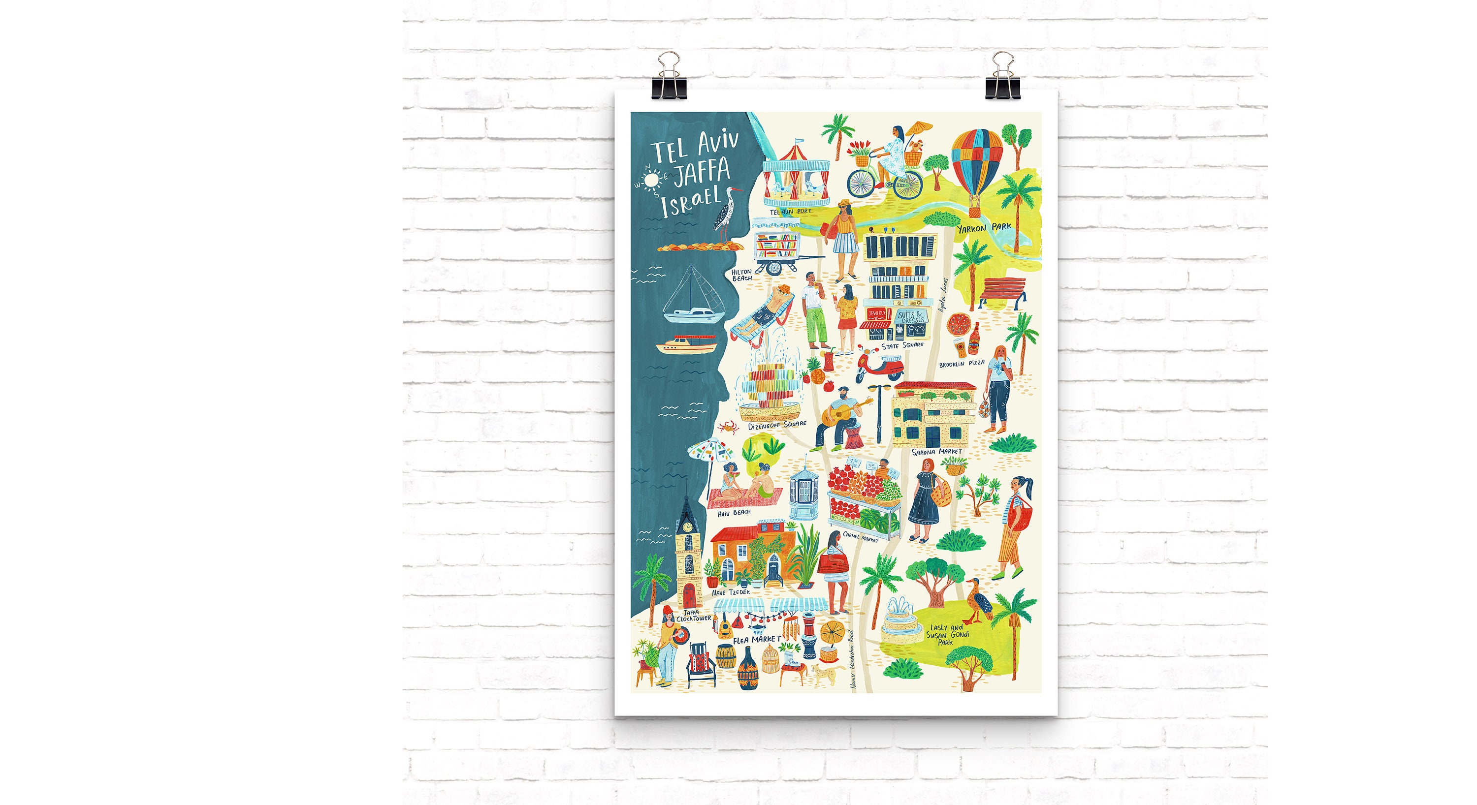 DIGITAL City Map of Tel Aviv Jaffa Art Print, Printable Digital