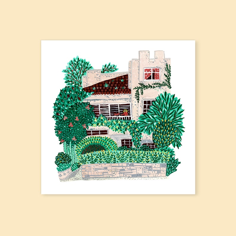 Little House Illustration Print, Wall Art, Garden Print image 1