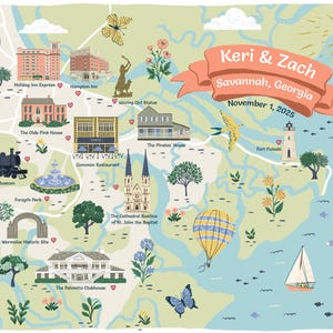 DIGITALE aangepaste geïllustreerde kaart voor elke stad of locatie - perfect cadeau en aandenken - reisposter - kunst aan de muur stadskaart - aangepaste kaart cadeau afbeelding 14
