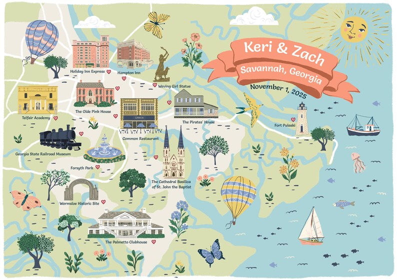 DIGITALE aangepaste geïllustreerde kaart voor elke stad of locatie - perfect cadeau en aandenken - reisposter - kunst aan de muur stadskaart - aangepaste kaart cadeau afbeelding 14