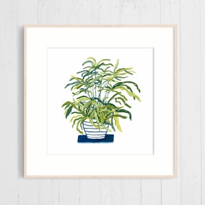 ART PRINT Groene Plant Art Print, Gouache Illustratie, Gouache Illustratie Art Print, Housewarming Gift, Botanische Plant Tekening