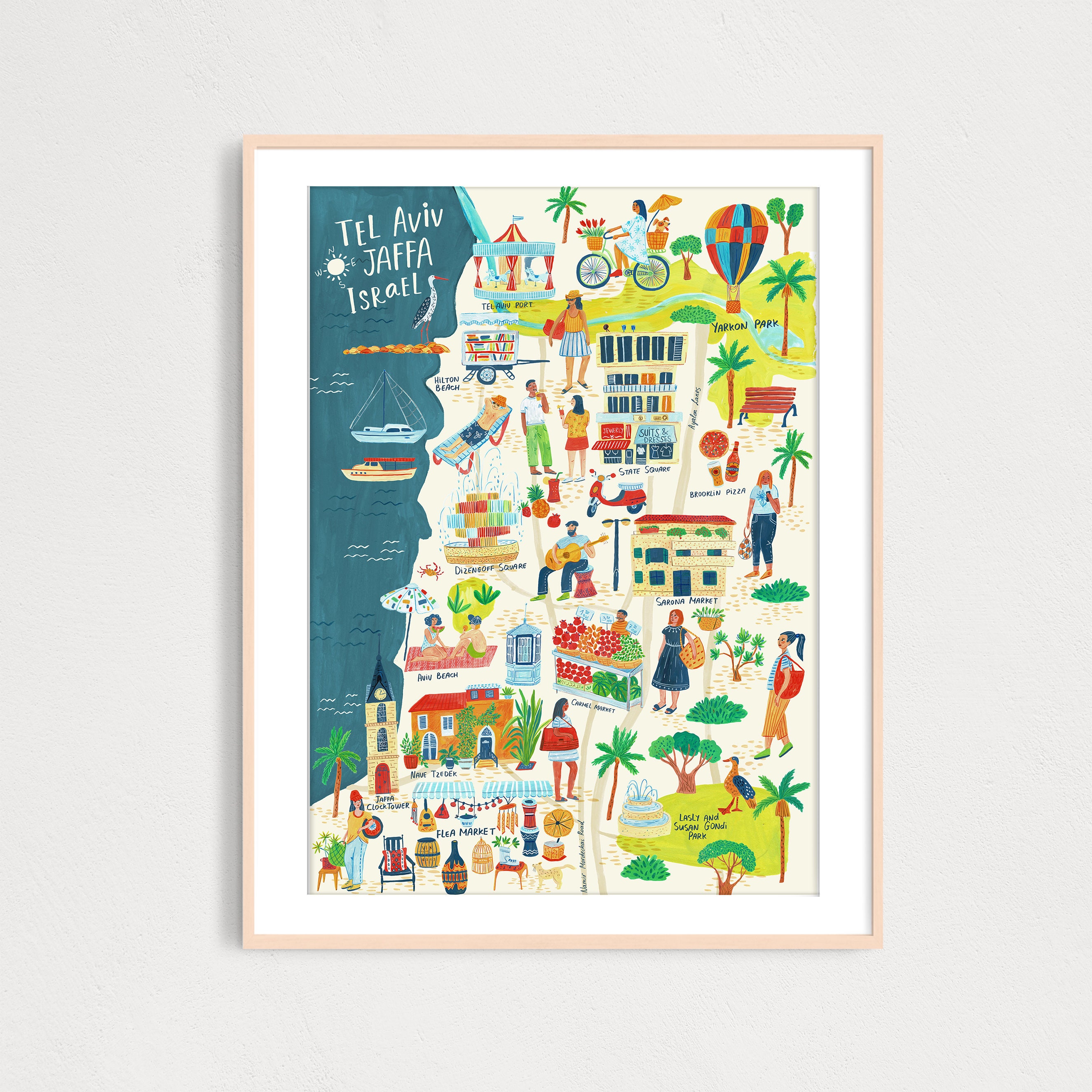 DIGITAL City Map of Tel Aviv Jaffa Art Print, Printable Digital