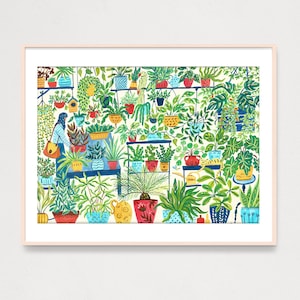 Stampa d'arte per vivai di piante, illustrazione a guazzo, regalo per la casa, poster del giardino della fattoria, decorazione artistica per amanti delle piante