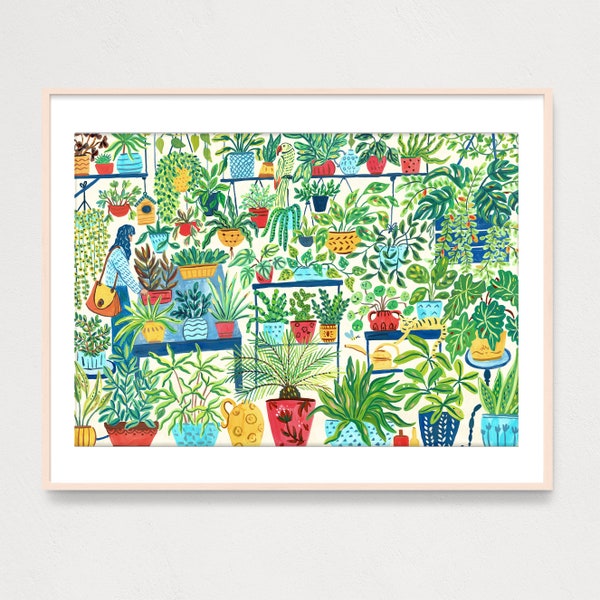 DIGITAL Plant Nursery Art Print, Printable Digital Ptint, Gouache Illustration, Housewarming Gift, Farmhouse Garden Poster, Plant Lover Art