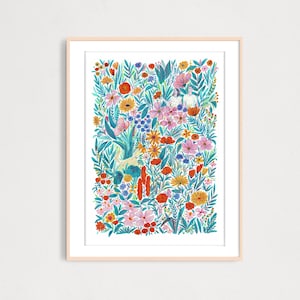 Poppy Field Art Print of an Original Gouache Illustration, Floral Art Print, Botanical Poster, Wall Decor