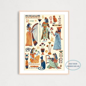 DIGITAL Ancient Egypt Queens Art Print, Printable Digital Download Art Print, Historical Poster, Gouache Illustration, Wall Decor image 3
