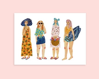 Girlfriends Art Print, Diversity Art, Best Friends Art, Three Girls Art Print, Friends Wall Art,  BFFs