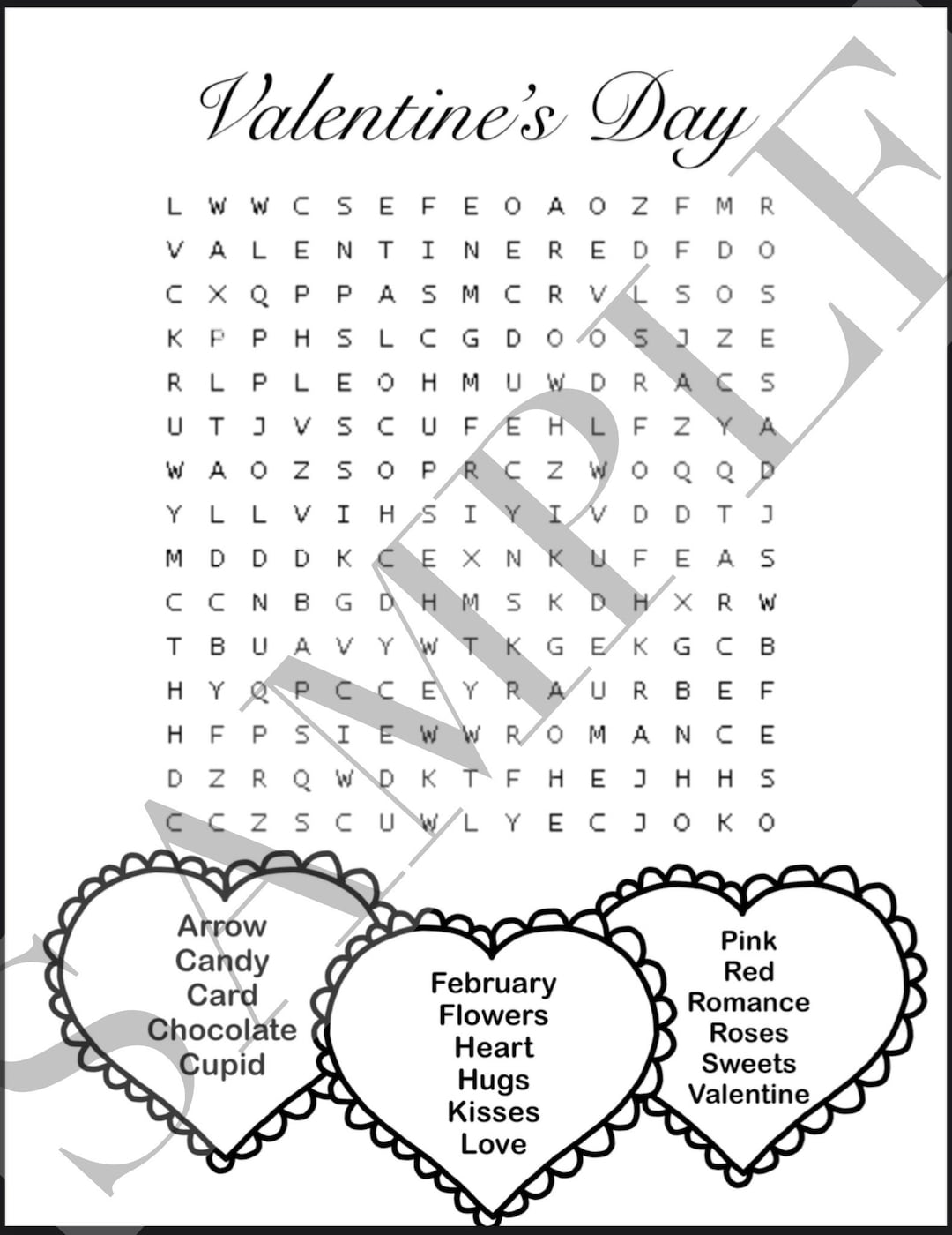Valentine’s Day Word Search for Kids - Etsy