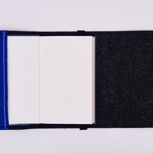 Felt book cover / book case grey and blue, useful when traveling image 4