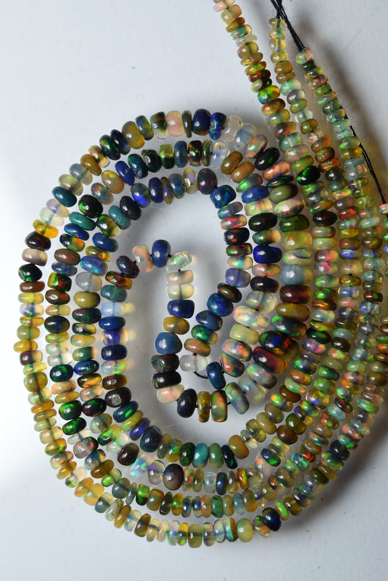 Mixed Black Opal Fire Smooth Rondelles Size 5-3mm 14 Inches