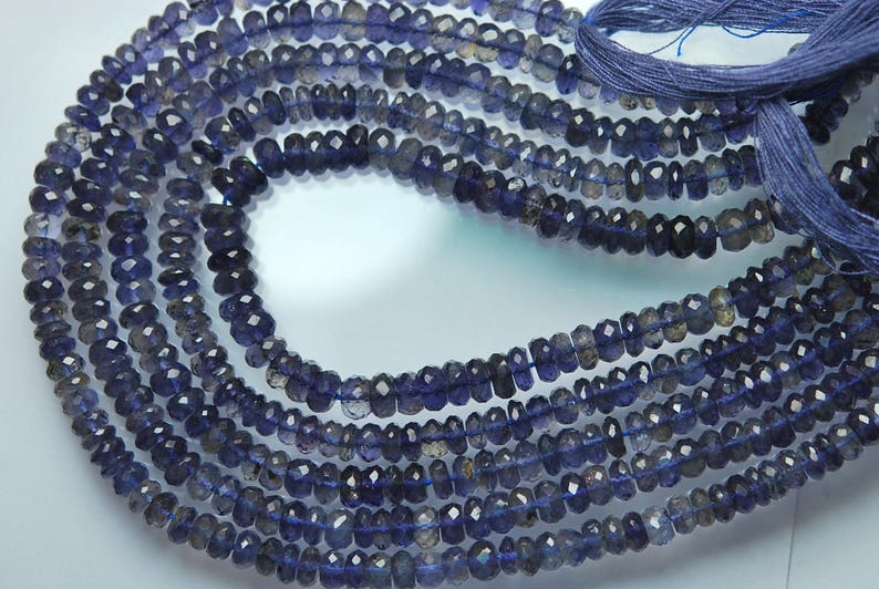 10.5 Inches Strand AAA Blue Iolite Faceted Rondelles Size 5mm