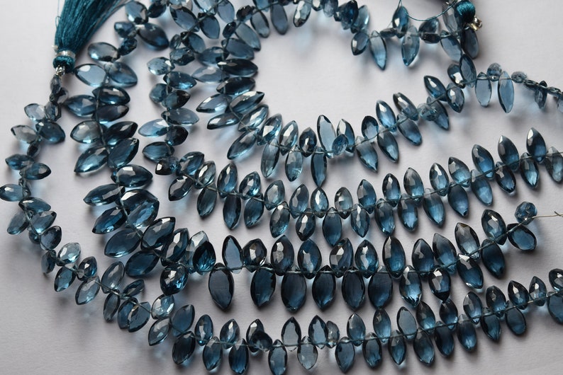 Natural London Blue Topaz Faceted Marquise Briolettes 8 Inches Size 11-9mm
