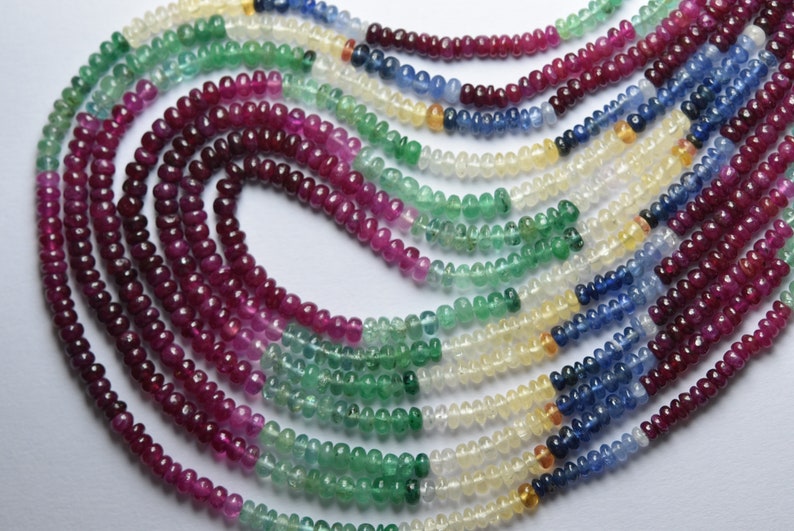 Blue sapphire Size 4-3mm Ruby AAA Multi Precious Beads Emerald 14 Inches Strand