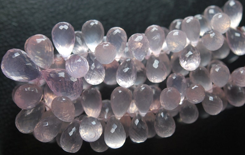 7/'/' Strand AAA Quality Natural Brazil Mines Rose Quartz Faceted Drops Shape Briolettes 10mm Calibrated Size