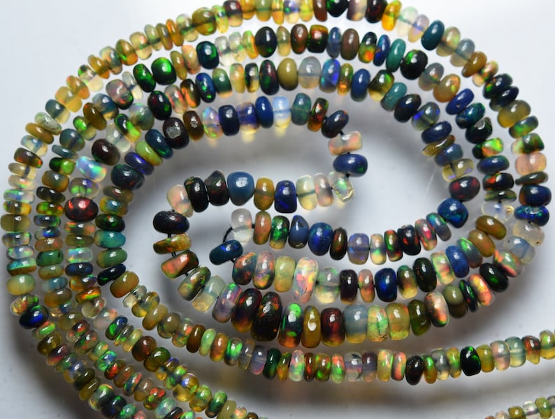 Mixed Black Opal Fire Smooth Rondelles Size 5-3mm 14 Inches