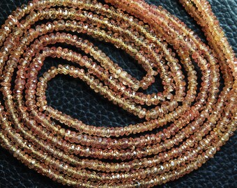 18 Inches Strand, Super Wholesale Price, NATURAL Orange Padparadscha Sapphires Sapphire Faceted Rondelles 3-2.5mm