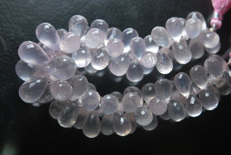 7/'/' Strand AAA Quality Natural Brazil Mines Rose Quartz Faceted Drops Shape Briolettes 10mm Calibrated Size
