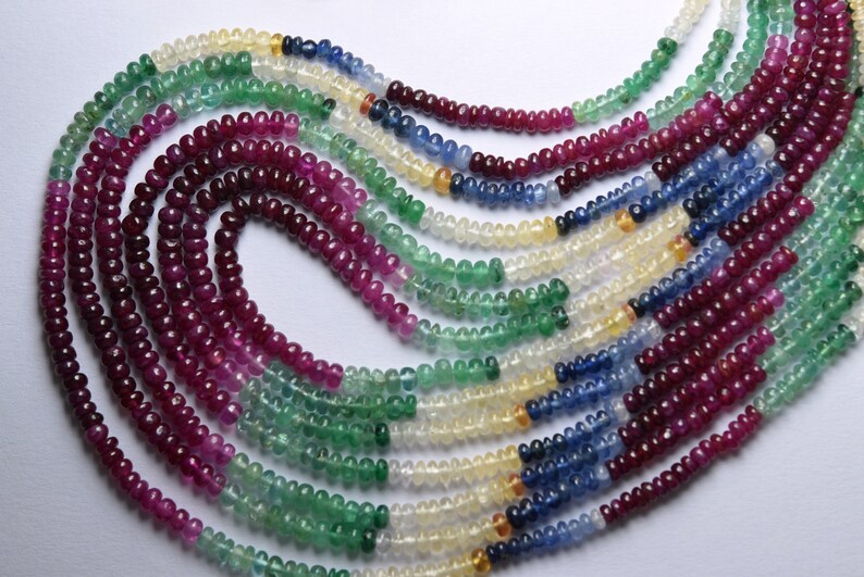 Blue sapphire Size 4-3mm Ruby AAA Multi Precious Beads Emerald 14 Inches Strand