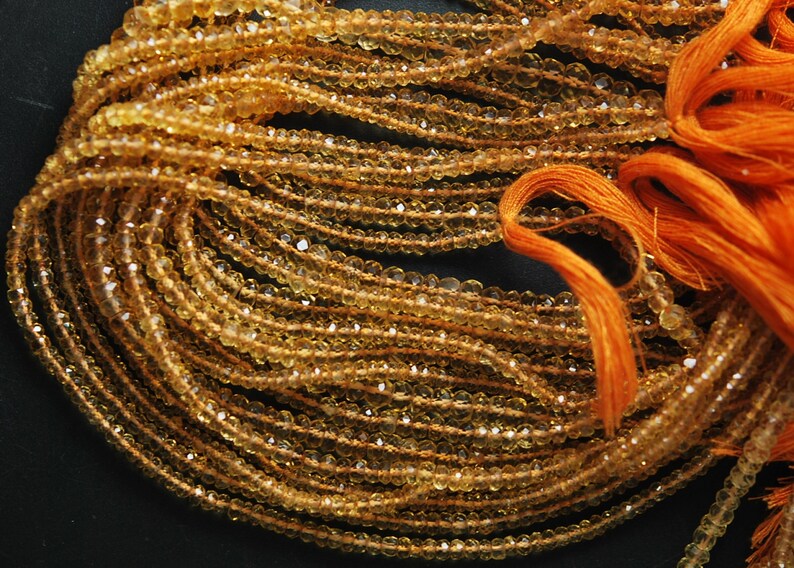 Super Finest Golden Citrine Faceted Large Rondelles Size 4.5mm 13.5/'/' Full Strand