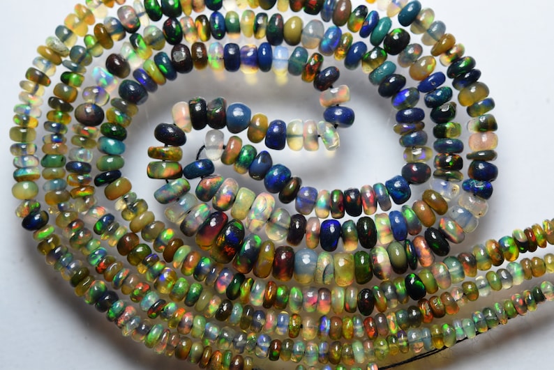 Mixed Black Opal Fire Smooth Rondelles Size 5-3mm 14 Inches