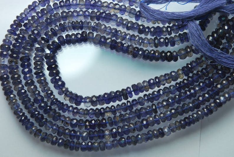 10.5 Inches Strand AAA Blue Iolite Faceted Rondelles Size 5mm
