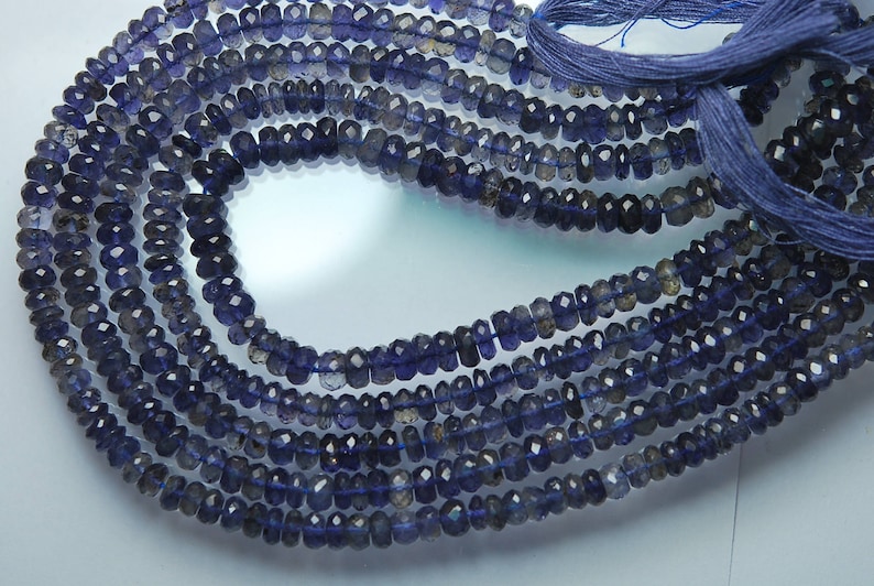 10.5 Inches Strand AAA Blue Iolite Faceted Rondelles Size 5mm