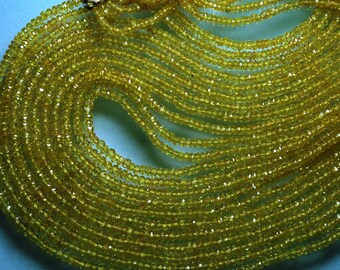 14'' Strand, Wholesale Price, NATURAL Yellow Padparadscha Sapphires Sapphire Faceted Rondelles 2.5mm to 3mm