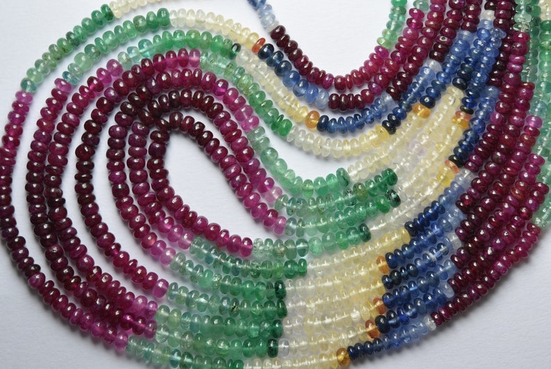 Blue sapphire Size 4-3mm Ruby AAA Multi Precious Beads Emerald 14 Inches Strand