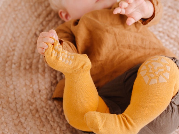 Scandinavian Animal Print Footed Baby Leggings, Non-slip Learning