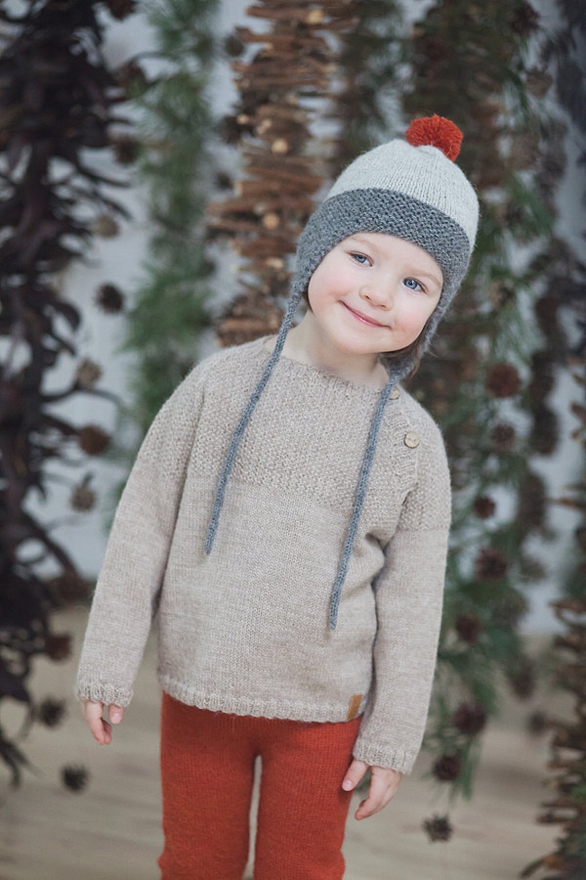 Hand Knit Baby Sweater / Children alpaca wool sweater / Camel | Etsy