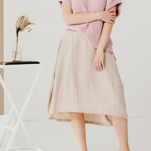 Cream Long Linen Skirt, High Waisted Linen Skirt For Women image 3