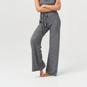 High Waist Hemp Trousers, Grey Yoga Lounge Pants image 1