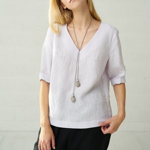 Boho White Linen Tank Top Romantic Women&#39;s Blouse