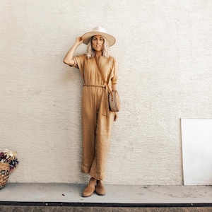 Women&#39;s Summer Linen Jumpsuit Overalls in Plus Size