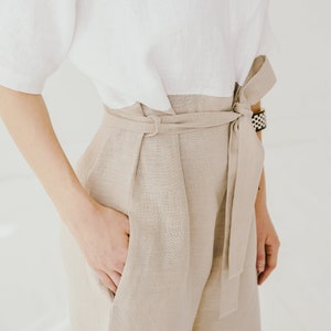 Linen Harem Jumpsuit For Women, Elegant Summer Linen Overalls image 7