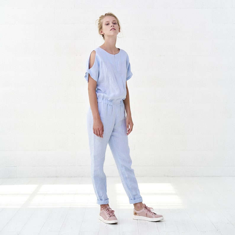 Women's Linen Harem Overalls Cold Shoulder Linen Summer Etsy Singapore