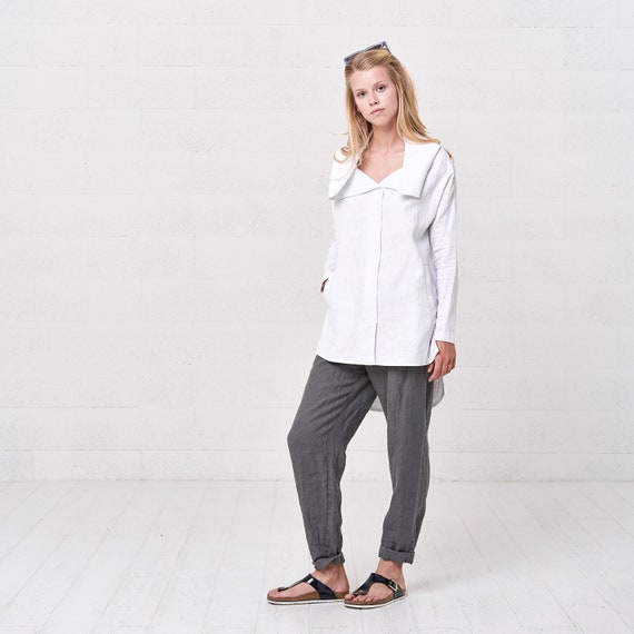 white wide collar shirt