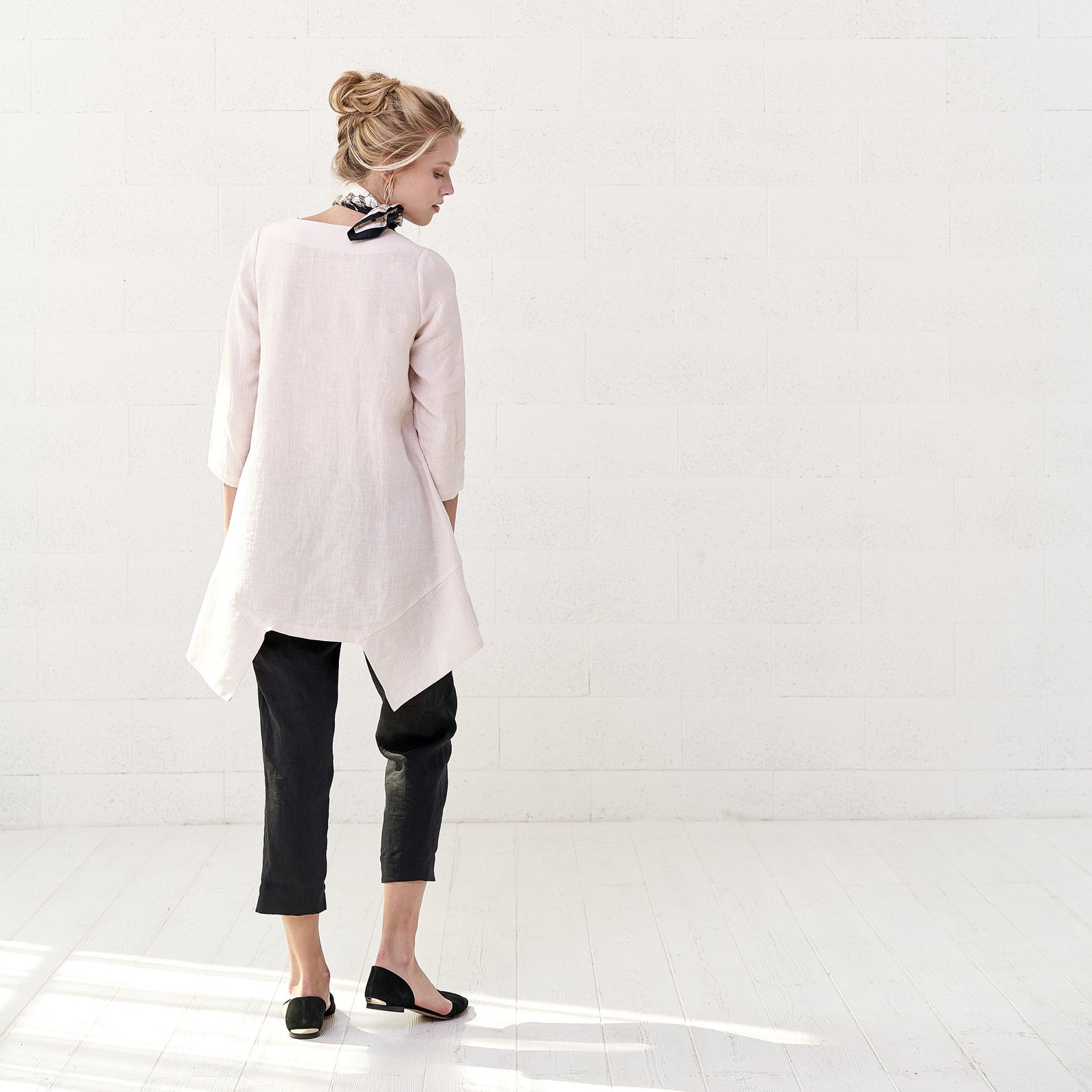 Asymmetrical Linen Romanian Blouse Long White Linen Top for Etsy