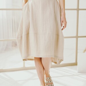 Cream Long Linen Skirt, High Waisted Linen Skirt For Women image 5