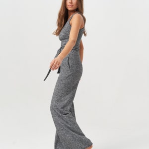 High Waist Hemp Trousers, Grey Yoga Lounge Pants image 4