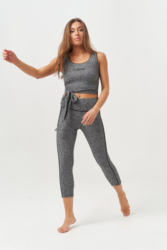 Eco Friendly High Waist Hemp Leggings, Grey Yoga Lounge Pants 