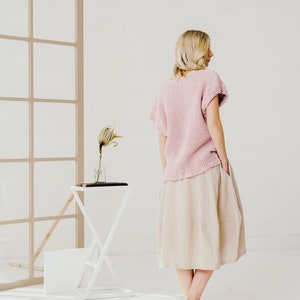Cream Long Linen Skirt, High Waisted Linen Skirt For Women image 4