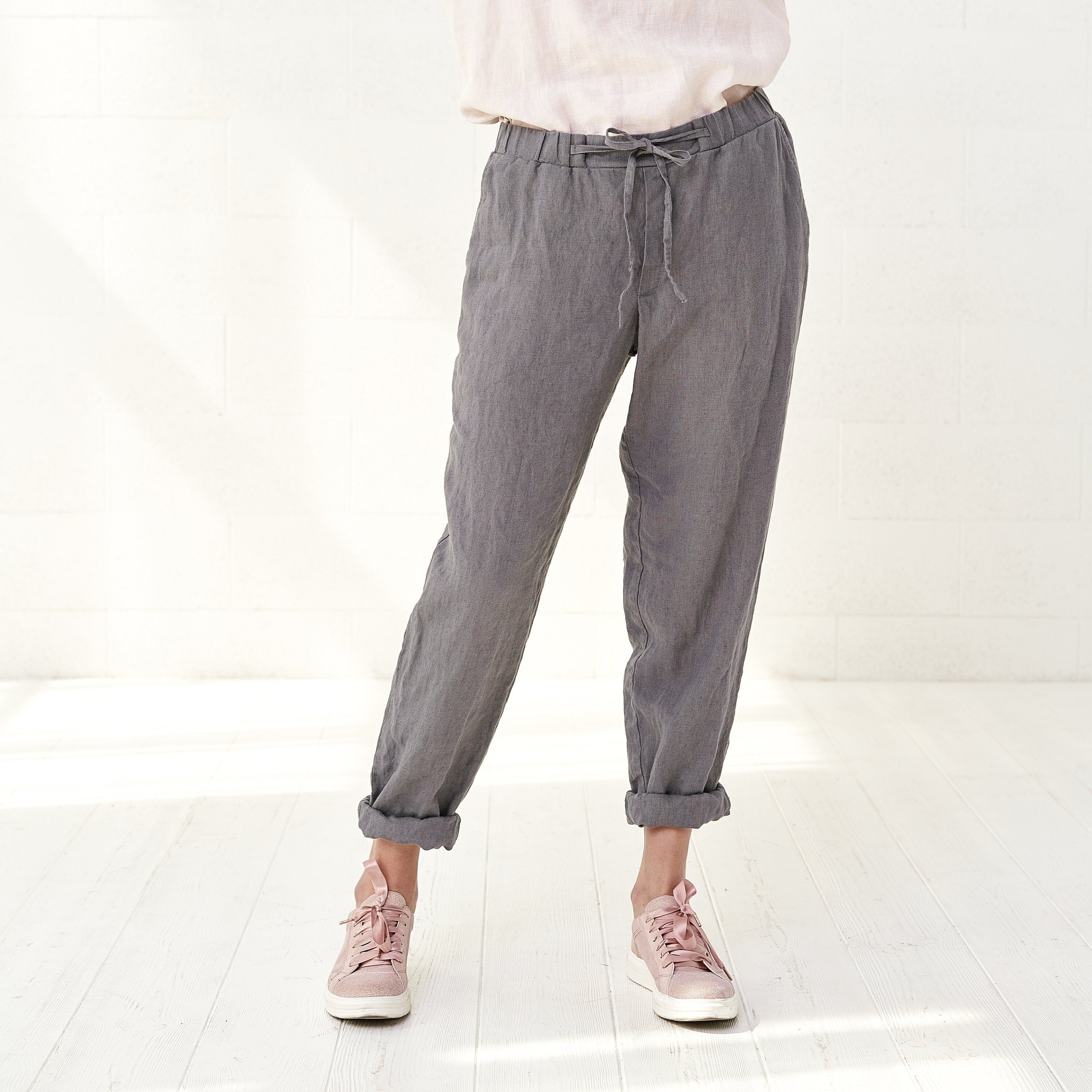 Cropped Linen Womens Yoga Pants 
