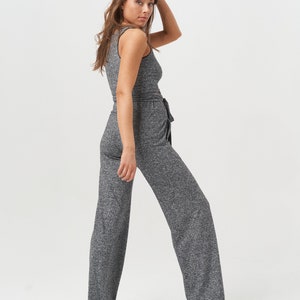 High Waist Hemp Trousers, Grey Yoga Lounge Pants image 7